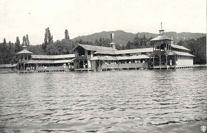 Werzers Badehaus schwarz-weiß Ansicht des 19. Jhdts.